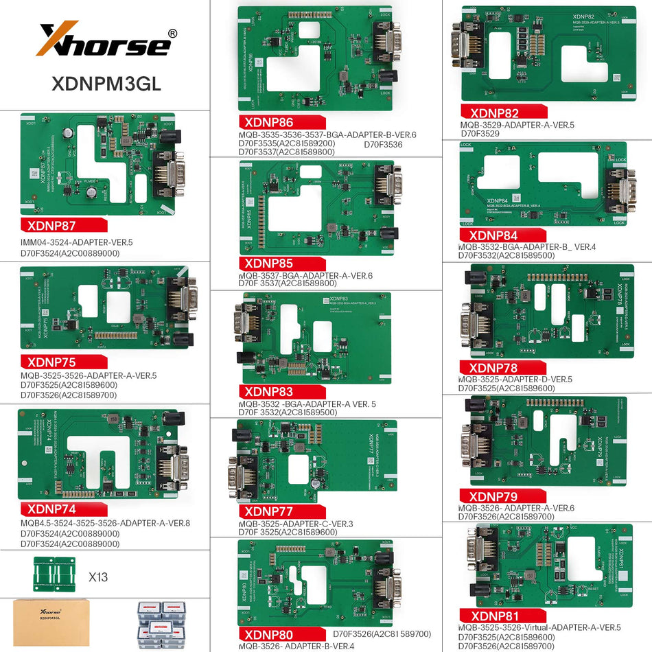 Xhorse XDNPM3GL MQB48 Solder Free Adapters Full Package 13 Pieces