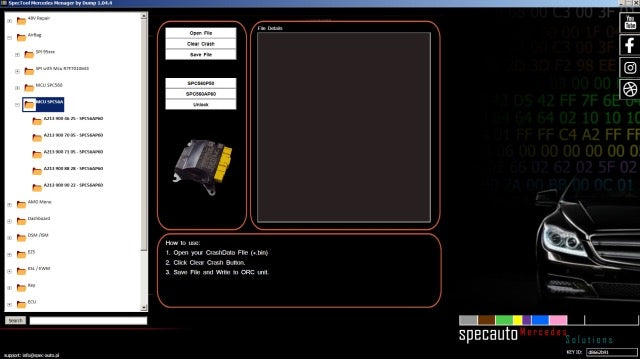 SpecTool Mercedes Menager Calculator Software