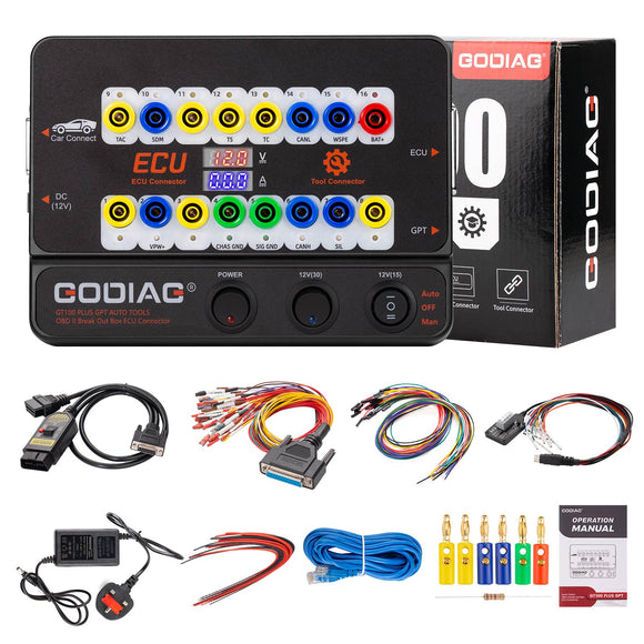 GODIAG GT100 PLUS, 4 IN 1 GPT ENET DOIP 24V-12V AUTO TOOLS OBD II Break Out Box, ECU Connector