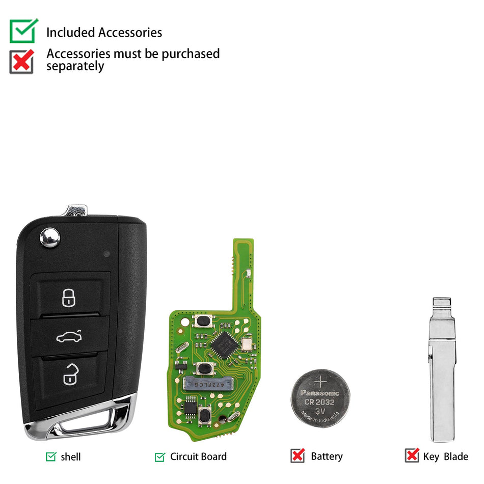 XHORSE XSDM04EN MQB Smart Key 3 Buttons 5pcs/lot