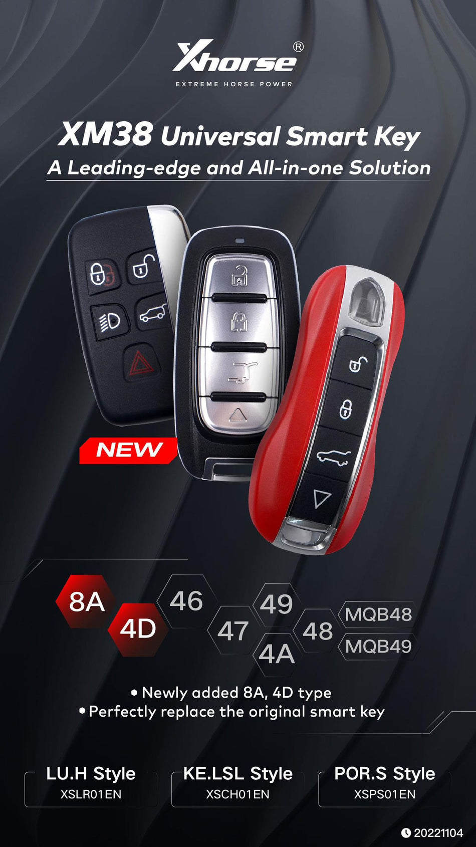 XHORSE XM38 Universal Smart Key XSLR01EN LU.H Style 5pcs